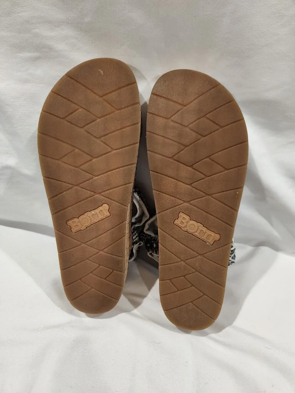 Born Sirena Sporty Black White & Cork Platform Sandals Size 10